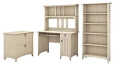 Office Suites Bush Furniture Mission Desk with Hutch, Lateral File Cabinet and 5 Shelf Bookcase