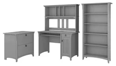 Office Suites Bush Furniture Mission Desk with Hutch, Lateral File Cabinet and 5 Shelf Bookcase