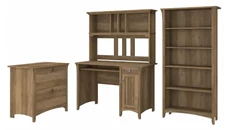 Office Suites Bush Furniture Mission Desk with Hutch, Lateral File Cabinet and 5 Shelf Bookcase