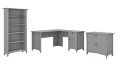 Office Suites Bush Furniture 60in W L-Shaped Desk with Lateral File Cabinet and 5 Shelf Bookcase