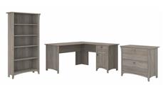 Office Suites Bush Furniture 60in W L-Shaped Desk with Lateral File Cabinet and 5 Shelf Bookcase