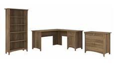 Office Suites Bush Furniture 60in W L-Shaped Desk with Lateral File Cabinet and 5 Shelf Bookcase
