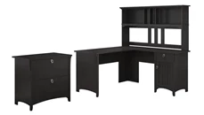 L Shaped Desks with Hutch Bush Furniture 60in W L Shaped Desk with Hutch and Lateral File Cabinet