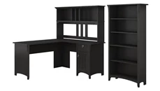 L Shaped Desks with Hutch Bush Furniture 60in W L Shaped Desk with Hutch and 5 Shelf Bookcase