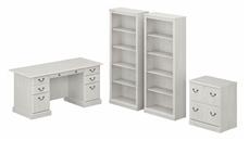 Office Suites Bush Furniture Executive Desk with Lateral File Cabinet and Bookcase Set