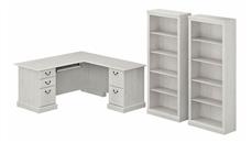 L Shaped Double Pedestal Desks Bush Furniture L-Shaped Executive Desk and Bookcase Set