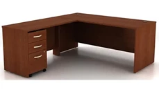 L Shaped Single Pedestal Desks Bush Furniture 72in W L-Shaped Desk and Assembled 3 Drawer Mobile File Cabinet