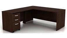 L Shaped Single Pedestal Desks Bush Furniture 72in W L-Shaped Desk and Assembled 3 Drawer Mobile File Cabinet