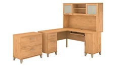 L Shaped Desks Bush Furniture 60in W L-Shaped Desk with Hutch and Lateral File Cabinet