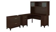 L Shaped Desks with Hutch Bush Furniture 60in W L-Shaped Desk with Hutch and Lateral File Cabinet