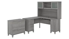 L Shaped Desks with Hutch Bush Furniture 60in W L-Shaped Desk with Hutch and Lateral File Cabinet