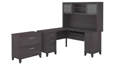 L Shaped Desks with Hutch Bush Furniture 60in W L-Shaped Desk with Hutch and Lateral File Cabinet