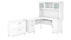 L Shaped Desks with Hutch Bush Furniture 60in W L-Shaped Desk with Hutch and Lateral File Cabinet