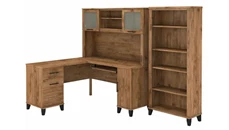 L Shaped Desks with Hutch Bush Furniture 60in W L-Shaped Desk with Hutch and 5 Shelf Bookcase