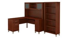 L Shaped Desks with Hutch Bush Furniture 60in W L-Shaped Desk with Hutch and 5 Shelf Bookcase