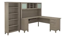 L Shaped Desks with Hutch Bush Furniture 72in W L-Shaped Desk with Hutch and 5 Shelf Bookcase