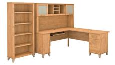 L Shaped Desks with Hutch Bush Furniture 72in W L-Shaped Desk with Hutch and 5 Shelf Bookcase