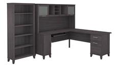 L Shaped Desks with Hutch Bush Furniture 72in W L-Shaped Desk with Hutch and 5 Shelf Bookcase