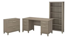 Office Suites Bush Furniture 60in W Office Desk with Lateral File Cabinet and 5 Shelf Bookcase