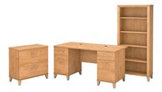 Office Suites Bush Furniture 60in W Office Desk with Lateral File Cabinet and 5 Shelf Bookcase