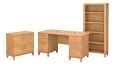 Office Suites Bush Furniture 60in W Office Desk with Lateral File Cabinet and 5 Shelf Bookcase