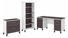 Office Suites Bush Furniture 60in W Office Desk with Lateral File Cabinet and 5 Shelf Bookcase