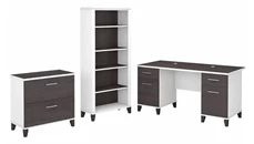 Office Suites Bush Furniture 60in W Office Desk with Lateral File Cabinet and 5 Shelf Bookcase