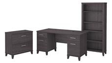 Office Suites Bush Furniture 60in W Office Desk with Lateral File Cabinet and 5 Shelf Bookcase