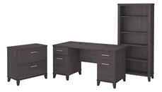 Office Suites Bush Furniture 60in W Office Desk with Lateral File Cabinet and 5 Shelf Bookcase
