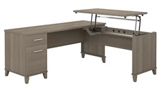 Standing Desks - Manually Adjustable Bush Furniture 6ft W 3 Position Sit to Stand L-Shaped Desk