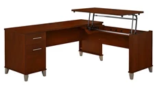 Standing Desks - Manually Adjustable Bush Furniture 6ft W 3 Position Sit to Stand L-Shaped Desk