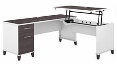 Standing Desks - Manually Adjustable Bush Furniture 6ft W 3 Position Sit to Stand L-Shaped Desk