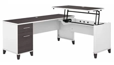 Standing Desks - Manually Adjustable Bush Furniture 6ft W 3 Position Sit to Stand L-Shaped Desk