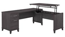 Standing Desks - Manually Adjustable Bush Furniture 6ft W 3 Position Sit to Stand L-Shaped Desk