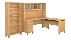 Adjustable Height Desks & Tables Bush Furniture 6ft W 3 Position Sit to Stand L-Shaped Desk with Hutch and Bookcase