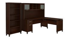 Adjustable Height Desks & Tables Bush Furniture 6ft W 3 Position Sit to Stand L-Shaped Desk with Hutch and Bookcase