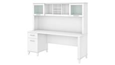 Stand-Alone Desks with Hutch Bush Furniture 72in W Office Desk with Drawers and Hutch