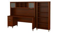 Stand-Alone Desks with Hutch Bush Furniture 72in W Office Desk with Hutch and 5 Shelf Bookcase