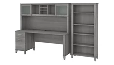 Stand-Alone Desks with Hutch Bush Furniture 72in W Office Desk with Hutch and 5 Shelf Bookcase