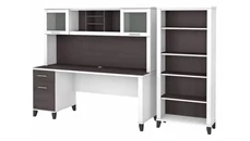 Stand-Alone Desks with Hutch Bush Furniture 72in W Office Desk with Hutch and 5 Shelf Bookcase