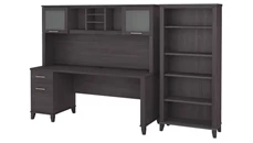 Stand-Alone Desks with Hutch Bush Furniture 72in W Office Desk with Hutch and 5 Shelf Bookcase