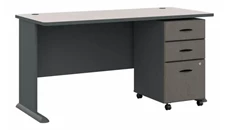 Stand-Alone Single Pedestal Desks Bush Furniture 60in W Desk with Mobile File Cabinet (Assembled)