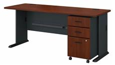 Stand-Alone Single Pedestal Desks Bush Furniture 72in W Desk with Assembled 3 Drawer Mobile File Cabinet