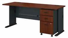 Stand-Alone Single Pedestal Desks Bush Furniture 72in W Desk with Assembled 3 Drawer Mobile File Cabinet