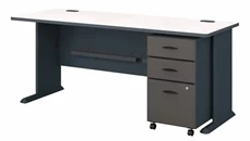 Stand-Alone Single Pedestal Desks Bush Furniture 72in W Desk with Assembled 3 Drawer Mobile File Cabinet