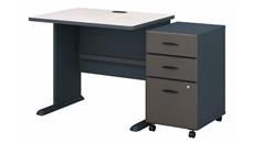 Stand-Alone Single Pedestal Desks Bush Furniture 36in W Desk with Assembled 3 Drawer Mobile File Cabinet