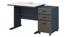 Stand-Alone Single Pedestal Desks Bush Furniture 36in W Desk with Assembled 3 Drawer Mobile File Cabinet