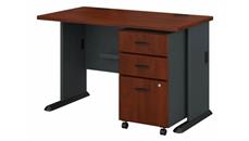 Stand-Alone Single Pedestal Desks Bush Furniture 48in W Desk with Assembled 3 Drawer Mobile File Cabinet