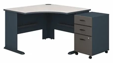 Corner Desks Bush Furniture 48in W Corner Desk with Assembled 3 Drawer Mobile File Cabinet
