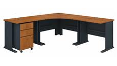 L Shaped Single Pedestal Desks Bush Furniture 84in W x 84in D Corner Desk with Assembled 3 Drawer Mobile File Cabinet